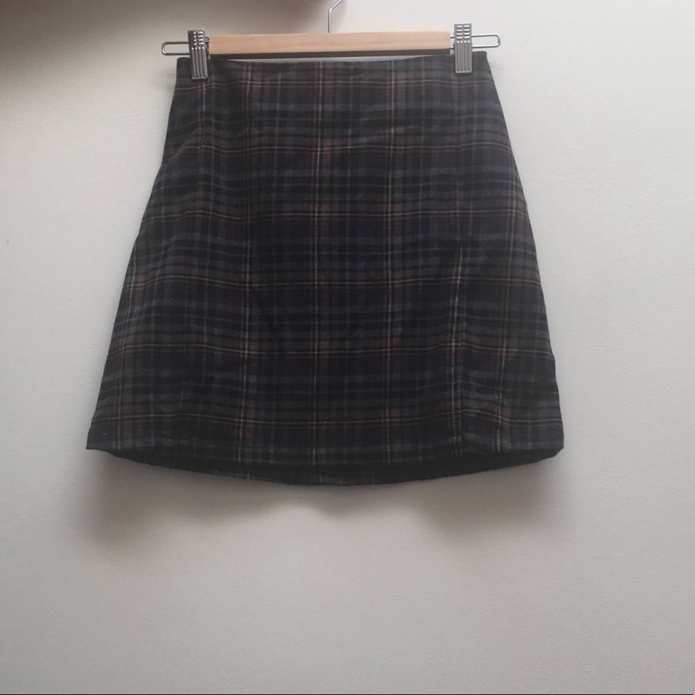 Brandy Melville purple brown green plaid skirt